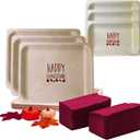 Perfect Stix Thanksgiving Plates and Napkins Set, 25 Large 10-Inch and 25 Small 7-Inch Wooden Plates with 50 Burgundy 2-Ply Dinner Napkins