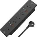 HHSOET 13 in 1 Recessed Power Strip Flat Plug, Fast Charging Furniture Outlet with USB, Conference Recessed Surge Protection Socket with 5 AC Plugs, 6 USB Ports 2 USB-C, 6ft Power Cord.(Black)