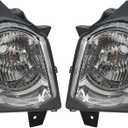 Headlight Assembly Compatible for Jeep Grand Cherokee 2008-2010 Chrome Housing Headlamp Assembly (without Bulbs)