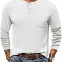 COOFANDY Men Long Sleeve Henley Shirs Casual Basic T Shirts Soild Button Tees with Pockets XXL