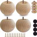 3 Inch Wooden Sofa Legs Solid Wood Sofa Furniture Replacement Legs, Cabinet Legs/Desk/Sofa/Bookcase Legs DIY, with Mounting Plate & Screws Set of 4 (3 inch Unfinished)