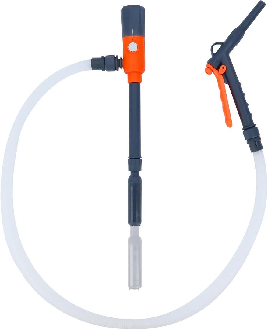 Fuel Transfer Pump with Hand Nozzle, 2.8 GPM Gas Can Pump with Retractable Intake Pipe and 51 Inch Discharge Hose, Portable Battery Powered Liquid Siphon Pump for Oil, Gasoline, Diesel