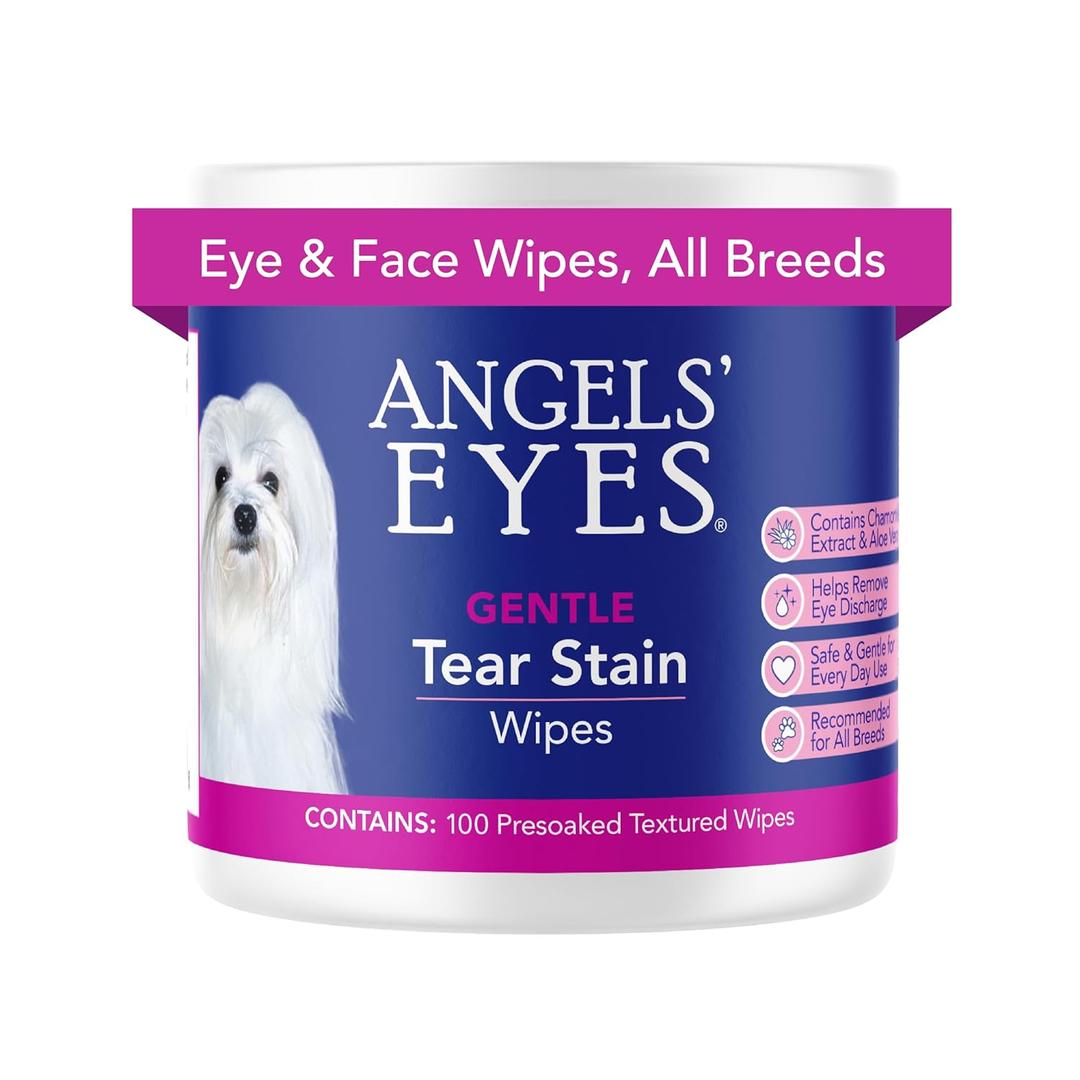 Angel's Eyes Gentle Tear Stain Wipes for Dogs and Cats - 100 Ct - Presoaked Textured (AEGTSW100) (XXXL)