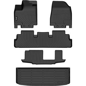 AIPOIL® Floor Mats & Cargo Liner Set for 2022-2026 Nissan Pathfinder 8 Seats & Infiniti QX60 7 Seats All Weather Protection TPE Anti-Slip Automotive Full Set Custom Car Mats Accessories - Black