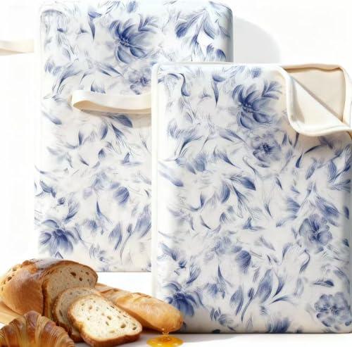 Wide Zipper Access Cotton &Beeswax Bags for Homemade Bread 2 Pack XL Reusable Beeswax Bread Bags for Homemade Bread Freezer Organic Cotton Food Storage Bags to Keep Fresh