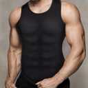 Mens Compression Shirt Slimming Body Shaper Vest Workout Tank Tops Abs Abdomen Undershirts (Black, XXXL)