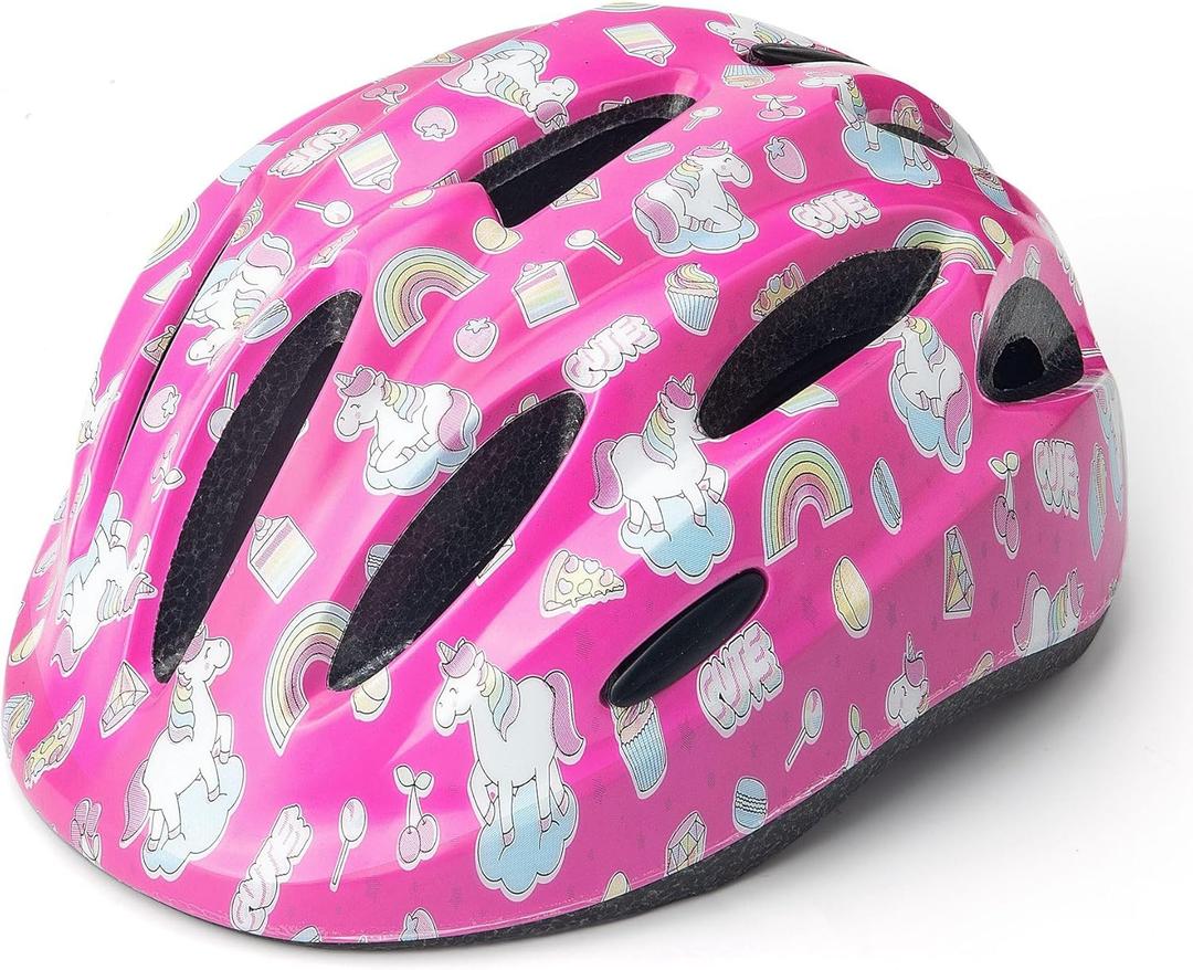 Kid Bicycle Helmets, LX LERMX Kids Bike Helmet Ages 3-5/5-14 Adjustable from Toddler to Youth Size, Durable Kids Bike Helmet with Fun Designs for Boys and Girls (Small:3-5 years old, Pink 02)