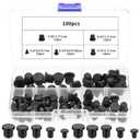 100 Pcs Rubber Plugs for Round Holes, Waterproof Silicone Hole PlugsRubber Stoppers PlugsRubber Plugs for Holes Assorted Sizes for Pipes Test Tubes Bottles(5 Sizes, Black)