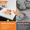 Large Stone Drying Mat for Kitchen Counter - 24"x16" Dirt-Resistant Quick Drying Fast Absorbent Non-Slip Diatomite Mat, Natural Diatomaceous Earth Dish Drying Pad for Dish Rack (White
