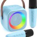 Karaoke Machine for Kids, Toys for 3-12 Years Old Girls Gifts, Kids Karaoke Microphone Machine Toy, Best Fun Christmas Birthday Gifts for 5 6 7 8 9 10 11 Years Teens Girl Boys Blue 2 Mic