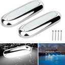 Underwater Marine LED Boat Lights, 8.2 in 3000LM 12V 8W IP68 Waterproof Stainless Steel Boat Transom Lights Flood Lights Boat Deck Courtesy Light LED Stern Lights (White Light, 2 PCS)