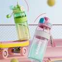 ZZT 34 oz Plastic Water Bottles, Sports Water Bottle With compass,Leakproof,Double Drinking,Sports Water Bottle for Indoor and Outdoor Activity  (Pink)