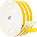 Yotache White Windows Doors Insulation Seal Tape 3 Rolls 1/2" x1/8", Adhesive Foam Gasket for Weather Stripping, Cabinet Door Frame, Total 50 Feet Long (3 X 16.5 Ft Each)