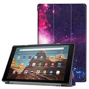 ZZOUGYY Tablet Cover for Amazon Kindle Fire HD10 7th 9th Generation(2017/ 2019 Release), Ultra Slim Folio Stand Lightweight Leather Case for Kindle Fire HD 10 7th 9th Gen 10.1" (KST-Galaxy)
