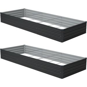Zunatu 12x4x1 ft(2 Pack) Galvanized Raised Garden Bed,Outdoor Planter Box Metal Patio Kit Planting Bed for Vegetables Flowers and Succulents,Black