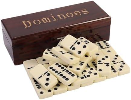 Double Six Dominoes Set for Adults with Wooden Storage Box - 28-Piece Portable Travel Game, Family Board Game for Kids & Adults - Dominoes for Game Nights & Parties