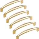 6 Pcs Drawer Pulls Handle, Kitchen Cabinet Door Knobs Cupboard Dresser Drawer Handles Home Furniture Hardware Bow Handle(Gold Hole Distance 96 mm)