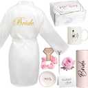 Frerdui 8Pcs Bridal Shower Gift, Bride to Be Gifts, Bridal Shower Gifts for Bride to Be, Gift Box Sets Bridal Silk Robes Tumbler Cup Mug Jewelry Tray, Wedding Engagement Gift for her(M)