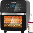 Nuwave Brio 15.5Qt 10-IN-1 Air Fryer Rotisserie Oven, XL Family Size, Even & Crisp AirFry, Reheat, Roast, Dehydrate for Quick Meals, 50-425F Control, 100 Presets & 50 Memory, Dishwasher-Safe, 1800W