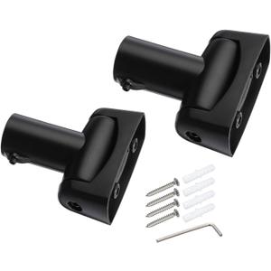 Kokone Shower Curtain Rod Bracket Set of 2 Adjustable 180 Rotation Bracket for Curved Shower Curtains Rod Sturdy Zinc Alloy Wall Mounted Shower Curtain Rod Holder for Bathroom,Wardrobe,Kitchen,Black