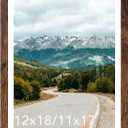Wood 12x18 Picture Frame with 11x17 Mat, Display 11x17 with Mat or 12x18 Without Mat, Wood 12 by 18 Photo Frame, 12 x 18 Frame for Wall Hanging Display, Deep Brown