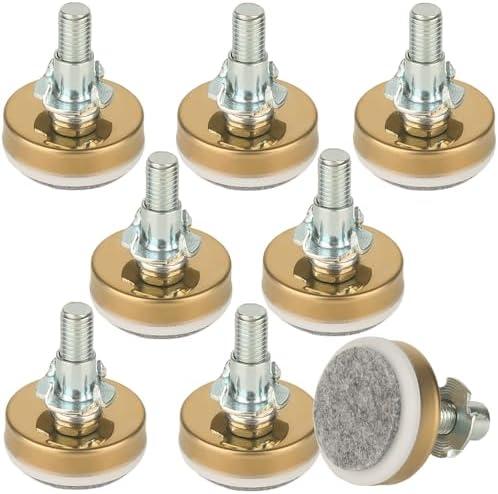 Furniture Leveling Feet , Leg Leveler1.69" Dia Base, Adjustable Leveling feetM10 Thread, 1102 Lb Capacity, for Table Legs Furniture Feet Cabinets Sofa Tables Chairs Raiser(D43xM10x30, 8 Pack, Gold)