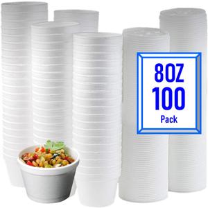 Mr Miracle 8 Ounce Foam Cup with Vented Lid in White. Hot and Cold Foods. For Ice Cream, Yogurt, Soup, Takeout, Carryout. Model MM-8SJ20/20JL (100, 8 Ounce)