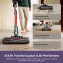 Ultenic Cordless Vacuum Cleaner, 55KPA/650W/80Mins, Cordless Stick Vacuum with 180Bendable Wand, Touch Screen, Anti-Tangle Brush, Self-Standing, Vacuum Cleaners for Home/Floor/Pet Hair/Carpets