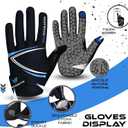 WESTWOOD FOX Full Finger Cycling Gloves, Padded, Anti-Slip Touchscreen, Shock Absorbing Mountain Bike Gloves for Road Bicycle, MTB, Road Racing, Biking and Sports Gloves for Men Women (Small, BLUE)