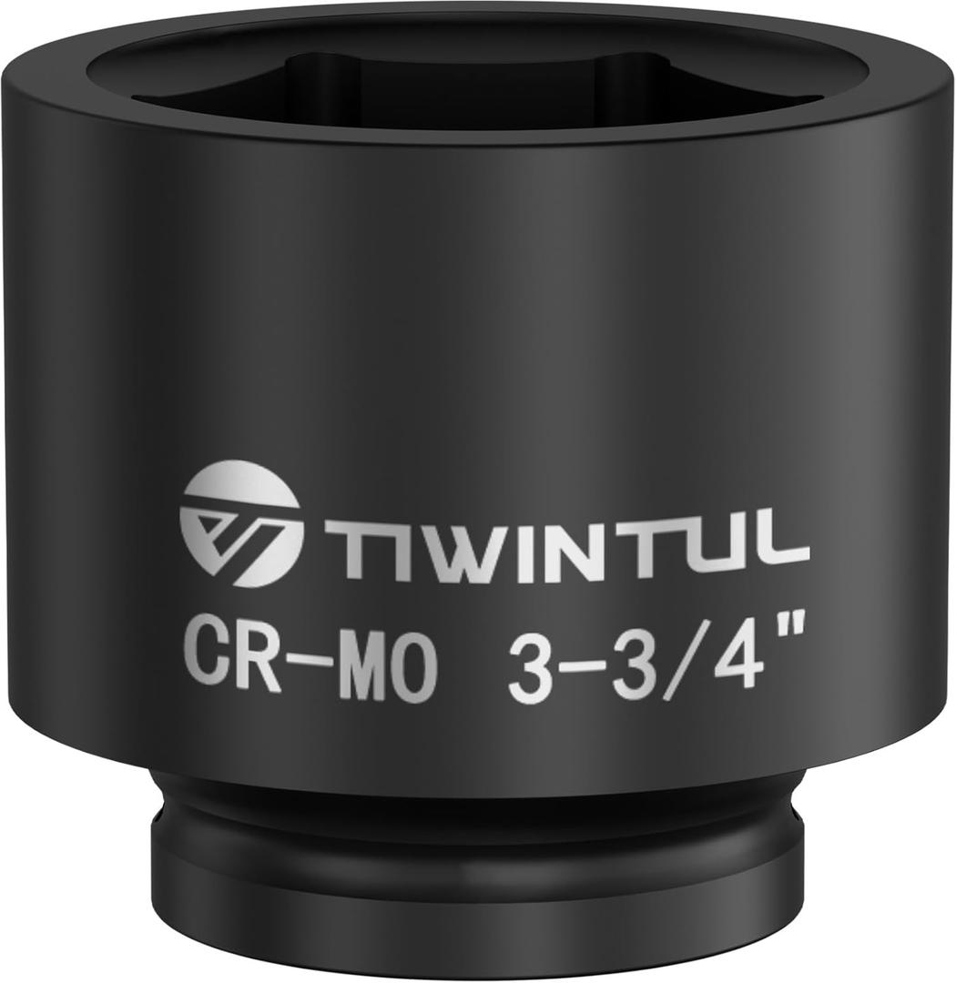 3-3/4" Impact Socket 1" Drive, Deep 6 Point CR-MO Heavy Duty Socket, Single Axle Nut Socket for Mining Trucks, Oilfield & Wind Turbine Flange Bolts, Railway & Port Equipment, ANSI Certified