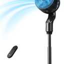JRD Fan for Bedroom, 70 Oscillating Standing Fan, 100ft Quiet Pedestal Fans for Home Office, 85 Manual Vertical, Touch+Remote, 24H Timer,32 Wind Speeds, 39-43" Adjustable Height, Air Circulator