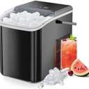 SMUG Ice Makers Countertop with Handle, Portable Ice Machine, 9 Bullet Ice Cubes in 6 Mins, 26lbs in 24Hrs, Auto-Cleaning, with Basket and Scoop, for Home, Kitchen, RV, Camping, Black