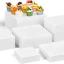 Leinuosen 6 Pcs Large Buffet Risers, 6 to 11 Inch Catering Dessert Table Risers Food Decorative Stands with hollow bottom for Catering Supplies, Party(White, Square)