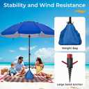 HOMEDEMO 8FT Large Beach Umbrella with Weight Bag & Sand Anchor, Outdoor Umbrellas with Adjustable Aluminum Pole and Table, Heavy Duty Windproof & UPF 50+