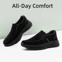 OrthoComfoot Men's Orthopedic Leather Dress Walking Shoes: Casual Arch Support Slip-On Loafers for Plantar Fasciitis, Comfortable Orthotic Shoes for Foot and Heel Pain Relief (Black)