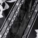 GSBOGOSSE Mens Luxury Print Dress Shirt Long Sleeve Button-Down Shirt (Black, L)