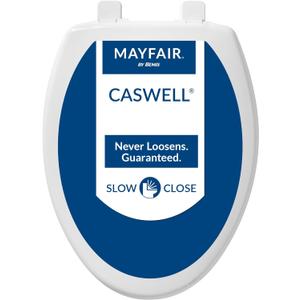 Mayfair Caswell Modern Toilet Seat, Slow Close, Easy Clean, Plastic, Elongated, White