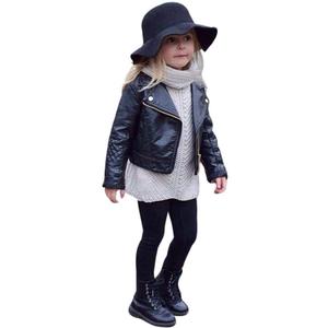 Toddler Baby Boy Girl Motorcycle Faux Leather Jackets Coat Winter Outwear for 1-6Y (3-4T, Black)