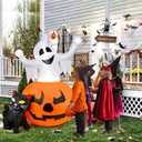 5 FT Halloween Inflatables Outdoor Spooky Pumpkin and Witch' s Black Cat Combo Inflatable Decor, Halloween Blow Up Yard Decorations Clearance with Build-in LED Lights, Halloween Outdoor Decorations