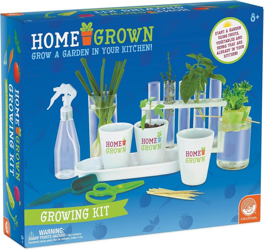Home Grown Hydroponic Growing Kit - Tools & Instructions for No-Waste Kitchen Gardening. Ages 8 and up.