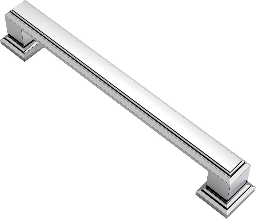 10 Pack Polished Chrome Cabinet Pulls, 5 Inch(128mm) Hole Center Cabinet Handles Kitchen Pulls for Cabinets and Drawer AL3071CP