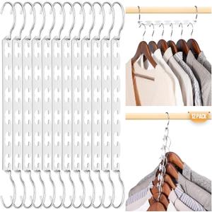 HOUSE DAY Closet Organizers and Storage Space Saving Hangers 12 Pack Stainless Steel Magic Hangers Upgraded Sturdy Multiple Hanger in one Space Saver Clothes Hanger College Dorm Room Essentials