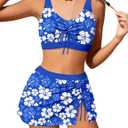 Girls Swimsuit Size 7-8 Girls Bikini Size 8 7 Girl's Bathing Suits with Drawstring Cover Up Swimsuits for Girl Tropical Floral Swim Suit for Girl