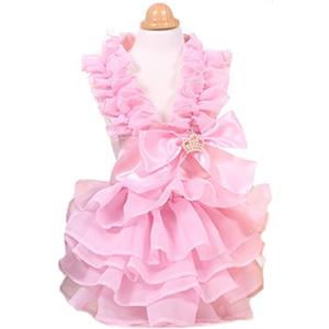 Fashion Sweet Puppy Dog Chiffon Princess Dress for EXTRAL Small and Small Dog Pink Medium