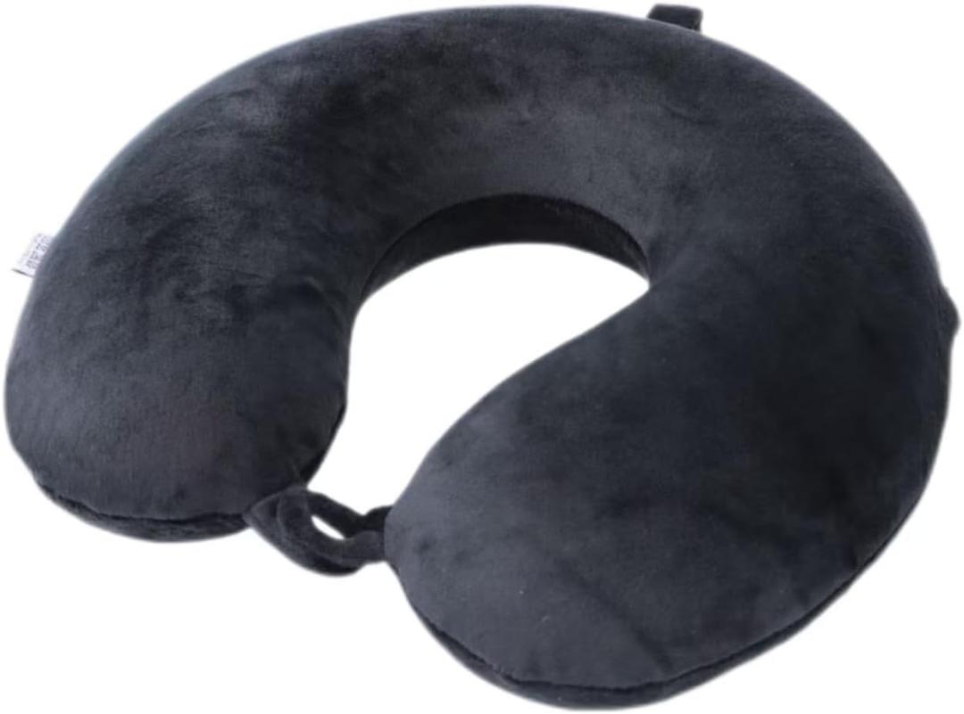 Travel Pillow,100% Pure Memory Foam U Shaped Neck Pillow,Super Lightweight Portable Headrest Great for Airplane, Car,Home,Office,Sleeping Rest (Black)