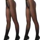 2 Pairs Run Resistant Pantyhose Non Rip Semi Opaque Tights Ultra Soft (Large-X-Large, Black)