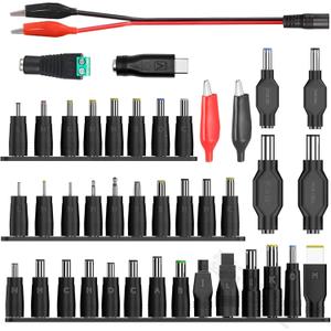 Laptop DC Power Adapter Kits 41 PCS Universal 5.5 mm x 2.1 mm DC AC Power Adapter Tips Connector for Power Supply Plug Jack Sets