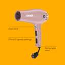 Conair Hair Dryer with Retractable Cord, 1875W Blow Dryer, 3 Heat Settings, 2 Speeds, Blow Dryer with Diffuser and Concentrator Attachments, Ionic + Tourmaline Technology, Matte Light Pink