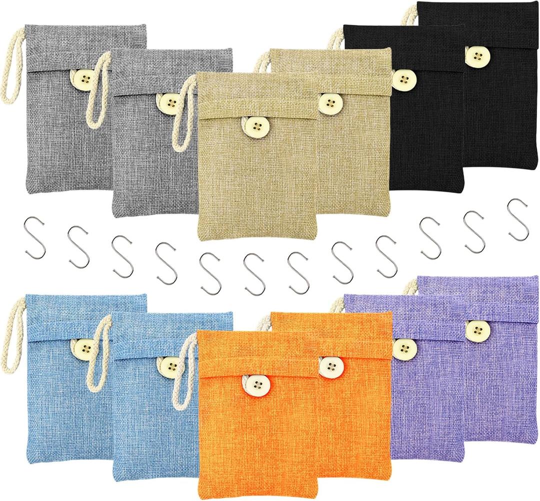 Bamboo Charcoal Bags Odor Absorber 12 Pack100g Bamboo Charcoal Air Purifying Bags, for Car Air Fresheners, Odor Eliminator for HomeShoe Deodorizer - Colorful-Activated Charcoal Odor Absorbers