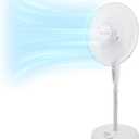 Comfort Zone 18 inch Oscillating Standing Fan with Remote Control, 3 Speed Pedestal Fan for Bedroom, Adjustable Height (45-52) & Tilt, & 4H Timer, 75 Degree Oscillation, Auto Shutoff, White
